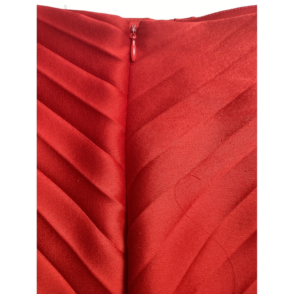 DKNY Red Pleated Asymmetrical Midi Skirt Women's Size 6 Cocktail Party Holiday - Picture 6 of 8